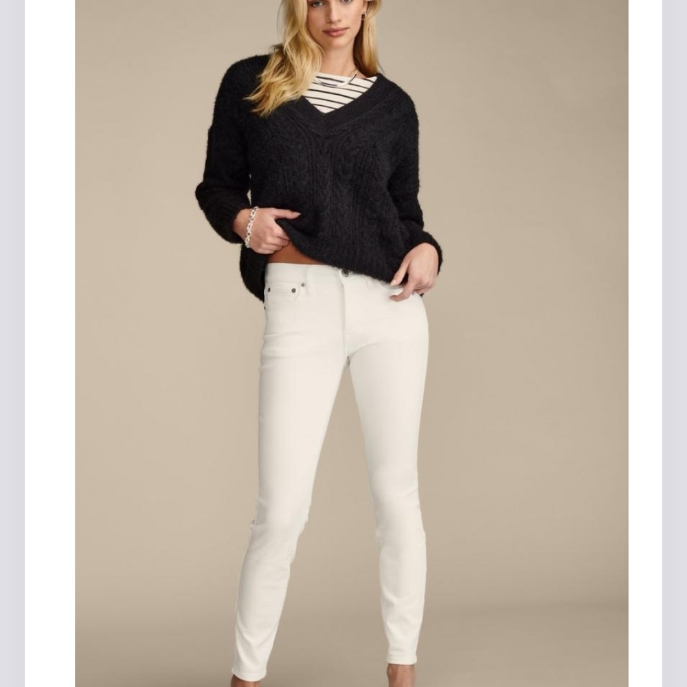 Lucky Brand White Skinny Jeans High-Waisted Sleek Fit